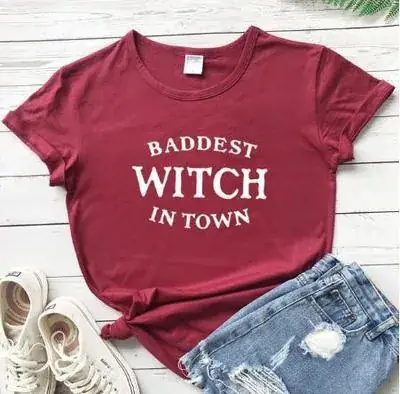 Women's Badest Witch T-Shirt Maroon Streetwear