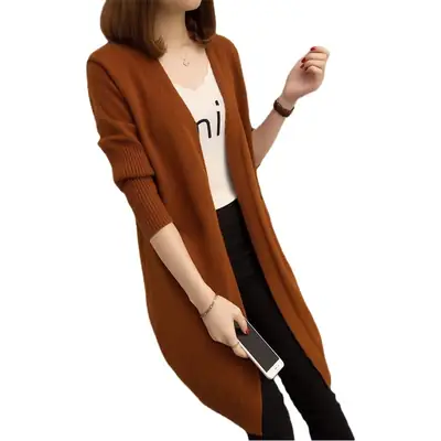 Women's Red Cardigan Mid-Length Korean Style Sun Protection