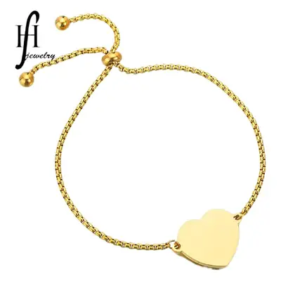 Stainless Steel Heart Bracelets Gold & Silver Adjustable Love Design