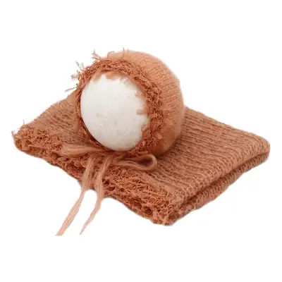 Newborn Photo Wrap with Lace Hat Mohair Yarn