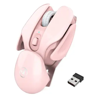 Pink Wireless Mouse 110x65mm Rechargeable 1600dpi
