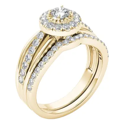 Gold Zircon Cross-Border Ring Set for Women
