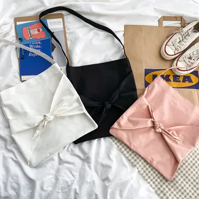 Japanese Style Bow Bag for Girls Solid Color
