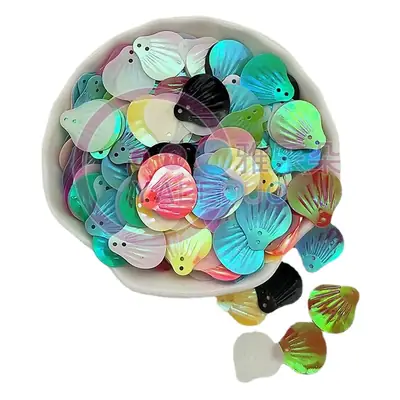 18MM Shell Double Hole Human Fish Scale Ethnic Costume Dress Patch Accessories Ocean Beads