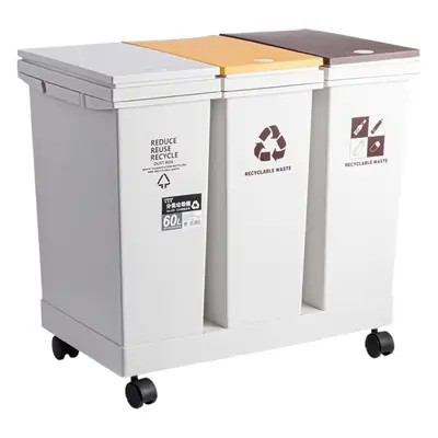 Japanese-style Push Trash Can with Wheels