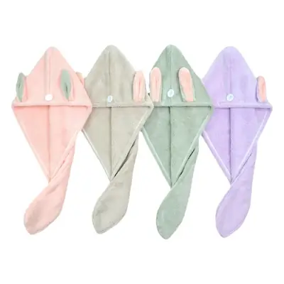 Pink Cartoon Rabbit Ears Hair Drying Hat for Kids
