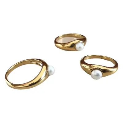 American Style Pearl Ring Brass Solid Cool Design