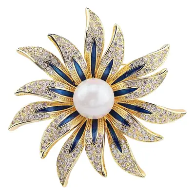 Gold Pearl Flower Hairpin for Women