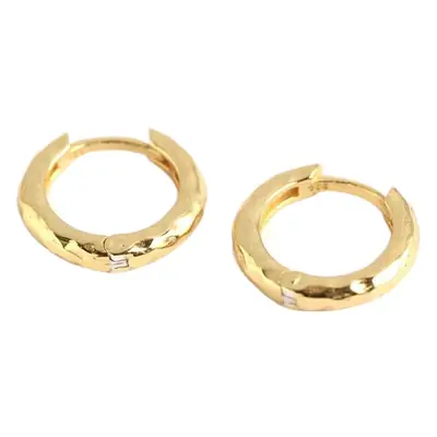 Sterling Silver Irregular Hammer Face Ring Earrings 8.5mm