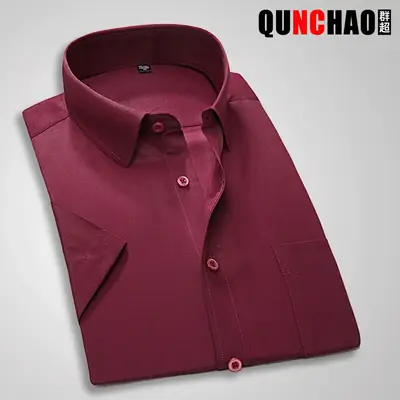 Men's White Embroidered Short Sleeve Shirt Large