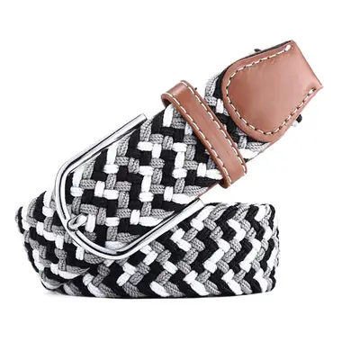 Men's Multicolor Elastic Belt with Alloy Buckle