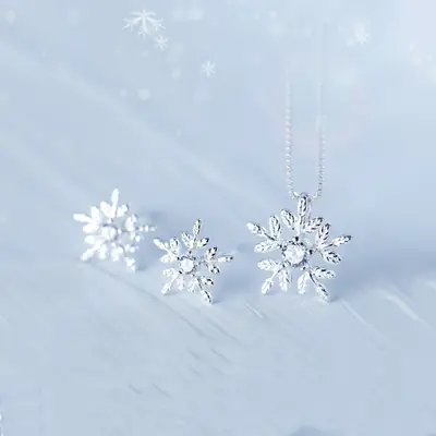Snowflake Earrings for Women S925 Silver Plated