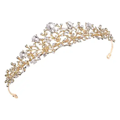 Korean Flower Crown Hairband with Rhinestones for Bridal & Birthday Use