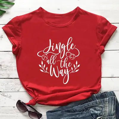 Men Women Jingle All the Way T-Shirt Grey Cotton