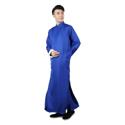 Men's Black Chinese Groomsmen Gown Long Sleeve High Neck
