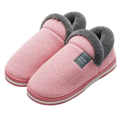 Women Winter Warm Cotton Slippers Pink