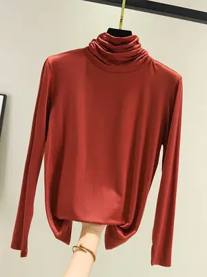 Women's High Collar Base Shirt Modal Long Sleeve Slim Fit