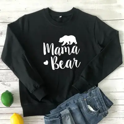 Pink Mama Bear Letter Crewneck Sweatshirt