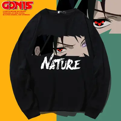 Men Anime Print Sweatshirt White Long Sleeve