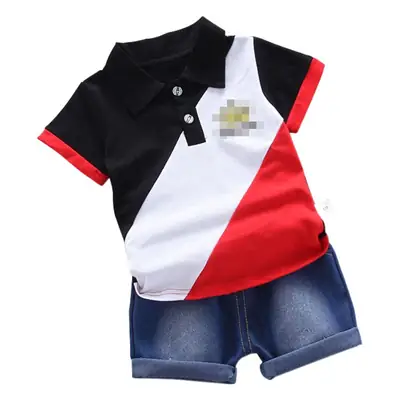 Boy's Summer Polo Shirt Red White Black Contrast Short Sleeve