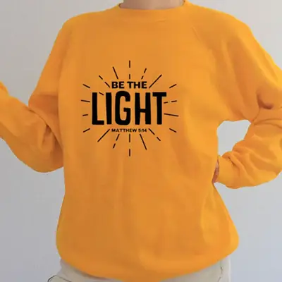 Be The Light Letter Crewneck Sweater Yellow