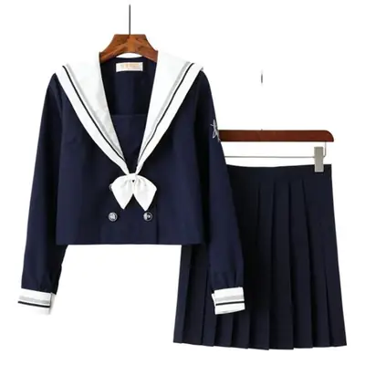 Deep Blue Japanese Style School Uniform Suit for Girls