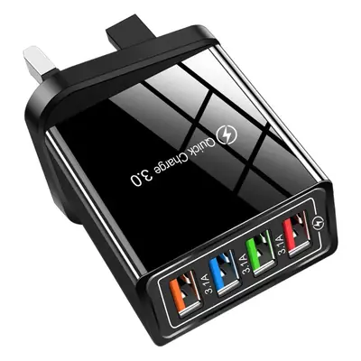 4 USB Mobile Phone Charger with LED Light Travel Charging Head