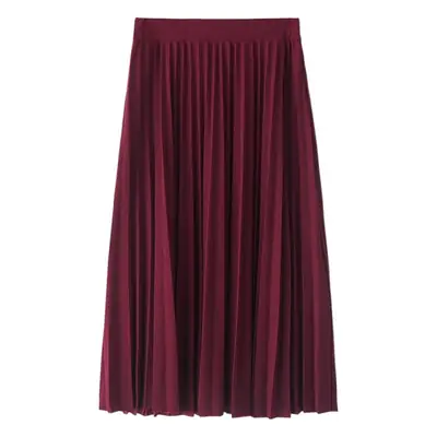 European Chiffon Pleated Skirt Grey Mid Length
