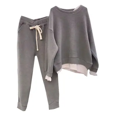 Black Loose Sweatshirt Set for Women Winter Casual