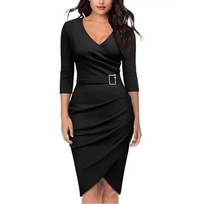 Red V-Neck Bodycon Dress for Women 2023