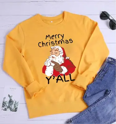 Merry Christmas Crewneck Sweater Yellow Y'all All