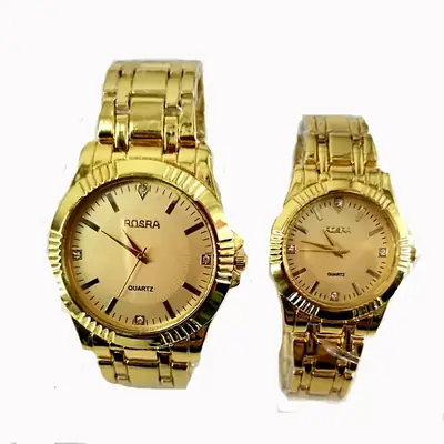 Gold Quartz Couple Watches for Men Women