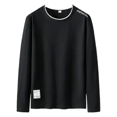 Men's White Long Sleeve T-Shirt Korean Style Pure Cotton