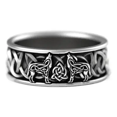 Nordic Mythical Wolf Ring 8.5mm Silver