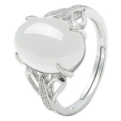Green Agate Ring for Men Women Silver Chalcedony