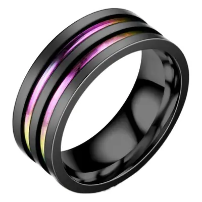 Titanium Steel Black Two-Color Couple Ring