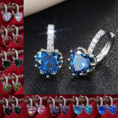 Heart Shaped Zircon Earrings for Women