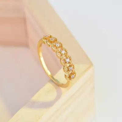 Gold Plated Zircon Ring Women's Elegant Design