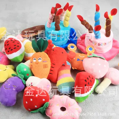 Pet Plush Vocal Toy Bite Resistant Molar Fruit Animal Cat Dog Plush Toy Pet Supplies in stock Wholesale