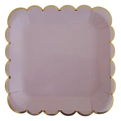 Purple Disposable Party Tableware Set with Gold Accents