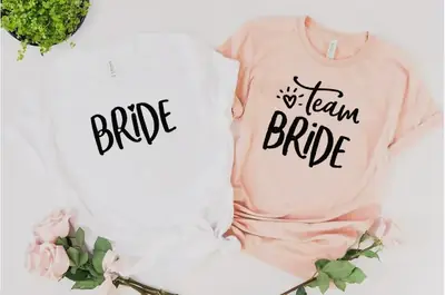 Foreign Trade Couple T-Shirt BRIDE Short Sleeve Yellow