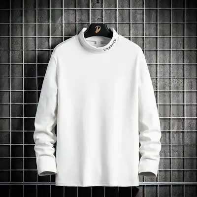 Men's Black Long Sleeve T-Shirt Winter Casual Wear