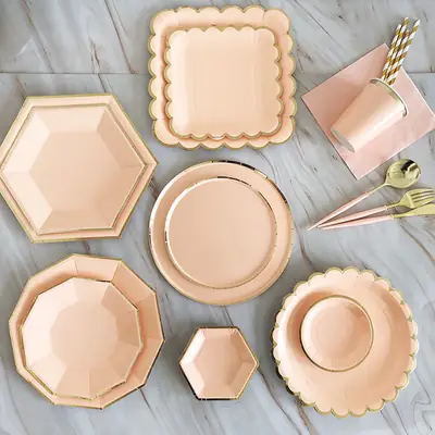 New Disposable Pink Wedding Dessert Plate Party Tableware Dinner Plate Children's Picnic Fruit Small Plate
