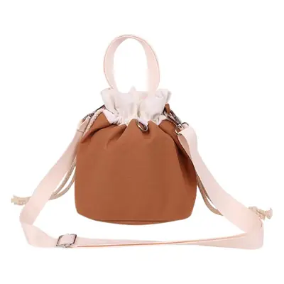 Crossbody Bucket Bag for Women Brown Drawstring