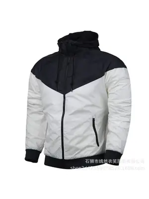 Men's Windproof Red Black Hoodie Running Jacket