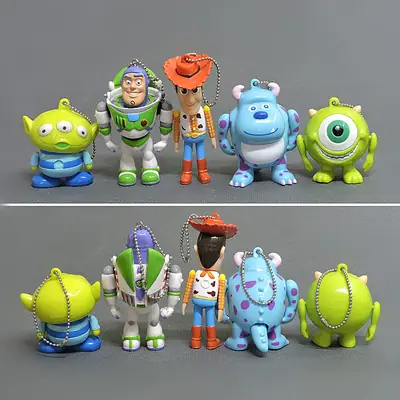 5 Types of Cartoon Toy Story Buzz Lightyear, Big-Eyed Alien, Three-Eyed Alien Keychain Small Pendant Figures