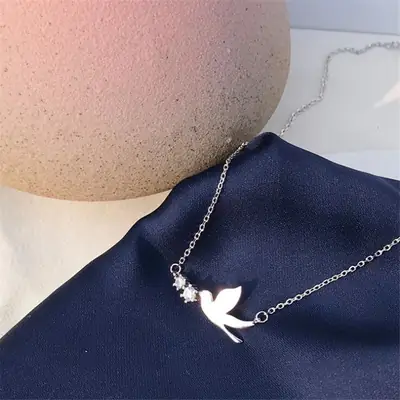 White Dove Diamond Necklace for Women Elegant Gentle Design