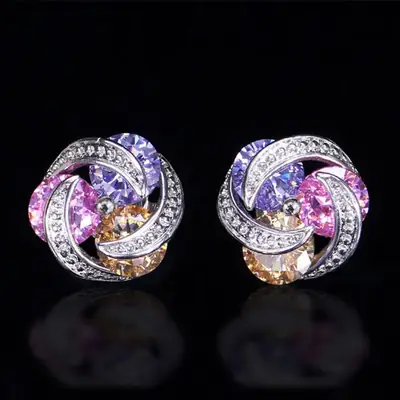 Cao Shi Zircon Earrings for Women Yellow Gold