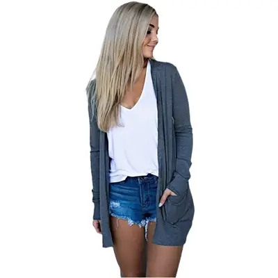 2024 Grey Touch Cardigan Jacket with Flap Pocket Pants Multi-Color Multi-Size