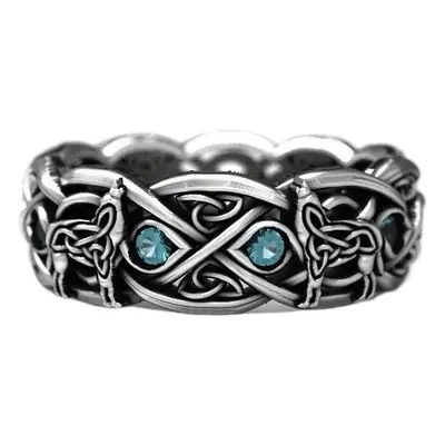 Cao Shi Silver Ring with Blue Stones for Men